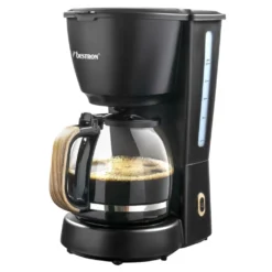 Bestron Filter-Kaffeemaschine Für 10 Tassen Kaffee, Inkl. 1,5 Liter Glaskanne, Permanentfilter & Warmhalteplatte, 1.000 Watt, Black & Wood-Design, Farbe: Schwarz / Holz -Kaffeemaschinenladen 1c381a99b1f0e7b70ed074401dccc136