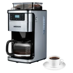 MEDION MD 15486 Kaffeemaschine Mit Mahlwerk Und Glaskanne, Wassertank: 1,5 Liter, 8 Mahlstufen, Max. 1050 Watt, Silber, Edelstahl 8 MEDION MD 15486 Kaffeemaschine Mit Mahlwerk Und Glaskanne, Wassertank: 1,5 Liter, 8 Mahlstufen, Max. 1050 Watt, Silber, Edelstahl -Kaffeemaschinenladen 2f8f86503c5fdc925f3a956fe536f921