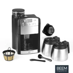BEEM FRESH-AROMA-PERFECT Filterkaffeemaschine Mit Mahlwerk - Thermo | 2 Isolierkannen Kaffeemaschine Mahlwerk Timer 2x Thermoskanne Filterkaffeemaschine Kaffeeautomat -Kaffeemaschinenladen 3021af1bba59773ac6fa83558e1b2ceb
