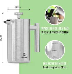 Bjørn Liebdhal French Press Edelstahl Kaffeemaschine Auch Für Camping : 0.6 Liter -Kaffeemaschinenladen 410e902588485c968c3991359433ec5f