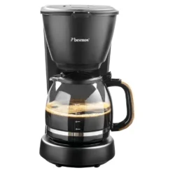 Bestron Filter-Kaffeemaschine Für 10 Tassen Kaffee, Inkl. 1,5 Liter Glaskanne, Permanentfilter & Warmhalteplatte, 1.000 Watt, Black & Wood-Design, Farbe: Schwarz / Holz -Kaffeemaschinenladen 527f61aa70ad0df60f157836edd25d35