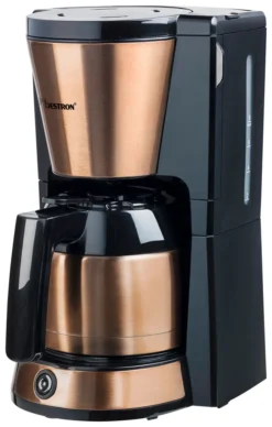 Bestron Filterkaffeemaschine Mit Thermokanne, Kaffeemaschine Für 8 Tassen Frischen Kaffee, Inkl. Permanentfilter Und Automatischer Abschaltfunktion, 900 Watt, Farbe: Kupfer