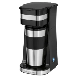 Clatronic KA 3733 Kaffeemaschine Für Coffee To Go, Inkl. 0,4 Liter Kaffeebecher Aus Edelstahl, Ideal Für Auto, Büro Und Unterwegs, Schwarz
