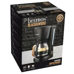 Bestron Filter-Kaffeemaschine Für 10 Tassen Kaffee, Inkl. 1,5 Liter Glaskanne, Permanentfilter & Warmhalteplatte, 1.000 Watt, Black & Wood-Design, Farbe: Schwarz / Holz -Kaffeemaschinenladen 6e3811c31be5d9e0ddb6c23f924389aa