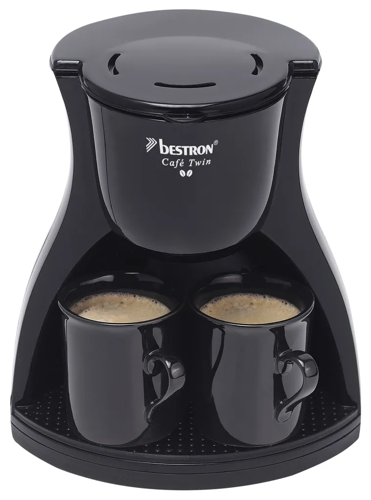 Bestron Duo-Kaffeemaschine Inkl. 2 Tassen, Für Gemahlenen Filterkaffee, 450 Watt, Schwarz 1 Bestron Duo-Kaffeemaschine Inkl. 2 Tassen, Für Gemahlenen Filterkaffee, 450 Watt, Schwarz