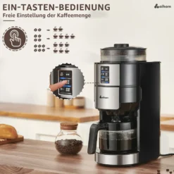Kompakte Kaffeemaschinen Mit Mahlwerk Filterkaffeemaschine Kaffeemaschine Mit Mühle Für Bohnenkaffee Und Kaffeepulver 2/4/6 Tassen, Schwarz 12 Kompakte Kaffeemaschinen Mit Mahlwerk Filterkaffeemaschine Kaffeemaschine Mit Mühle Für Bohnenkaffee Und Kaffeepulver 2/4/6 Tassen, Schwarz -Kaffeemaschinenladen 92787513030259b398fabcfcd4cd093f