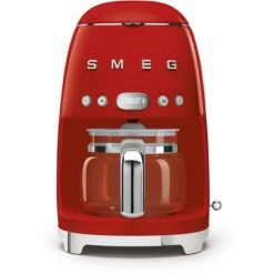 Smeg Kaffeemaschine DCF02RDEU 50er Retro Style, Edelstahl, Glaskanne, Für 10 Tassen, Rot