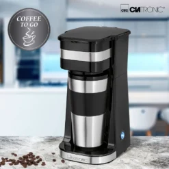 Clatronic KA 3733 Kaffeemaschine Für Coffee To Go, Inkl. 0,4 Liter Kaffeebecher Aus Edelstahl, Ideal Für Auto, Büro Und Unterwegs, Schwarz -Kaffeemaschinenladen afad1751e27a4d22948abeb37c7051db