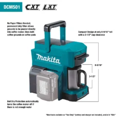 Makita Akku / Netz Tragbare Mobile Kaffeemaschine Caffee DCM501Z 18V 230V -Kaffeemaschinenladen bb155334bc56d746798865b5284a6485