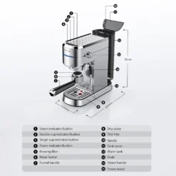 BlitzHome Espresso Maschine Kaffeemaschine Cappuccinomaschine Milchaufschäumer Espressomaschinen -Kaffeemaschinenladen bc9c61bde93f18470319f3eaba29e7ca