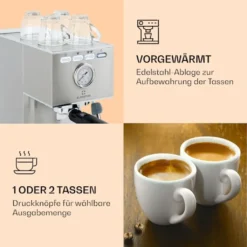 Klarstein Pausa Espressomaker, Siebträgermaschine Mit 1350 Watt, Espressomaschine 20 Bar Druck, Siebträger Kaffeemaschine Mit Wassertank: 1,4 Liter Edelstahl ,silber -Kaffeemaschinenladen c1b76e2b5dd65ce5be5bc24b831d2db3