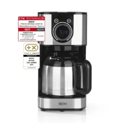 BEEM FRESH-AROMA-SWITCH Filterkaffeemaschine - Thermo Edelstahl 1 L Thermoskanne Bedienrad 24h-Timer 800 W Für 4-8 Tassen Kaffeemaschine Timer -Kaffeemaschinenladen e8f5ed38f21a1145dd5ffb5db57759d6